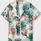Hawaiian Botanical Flower Print Men's and Women's Short Sleeve Lapel Seaside Button-Down Shirt Top Casual Fashionable Shirts