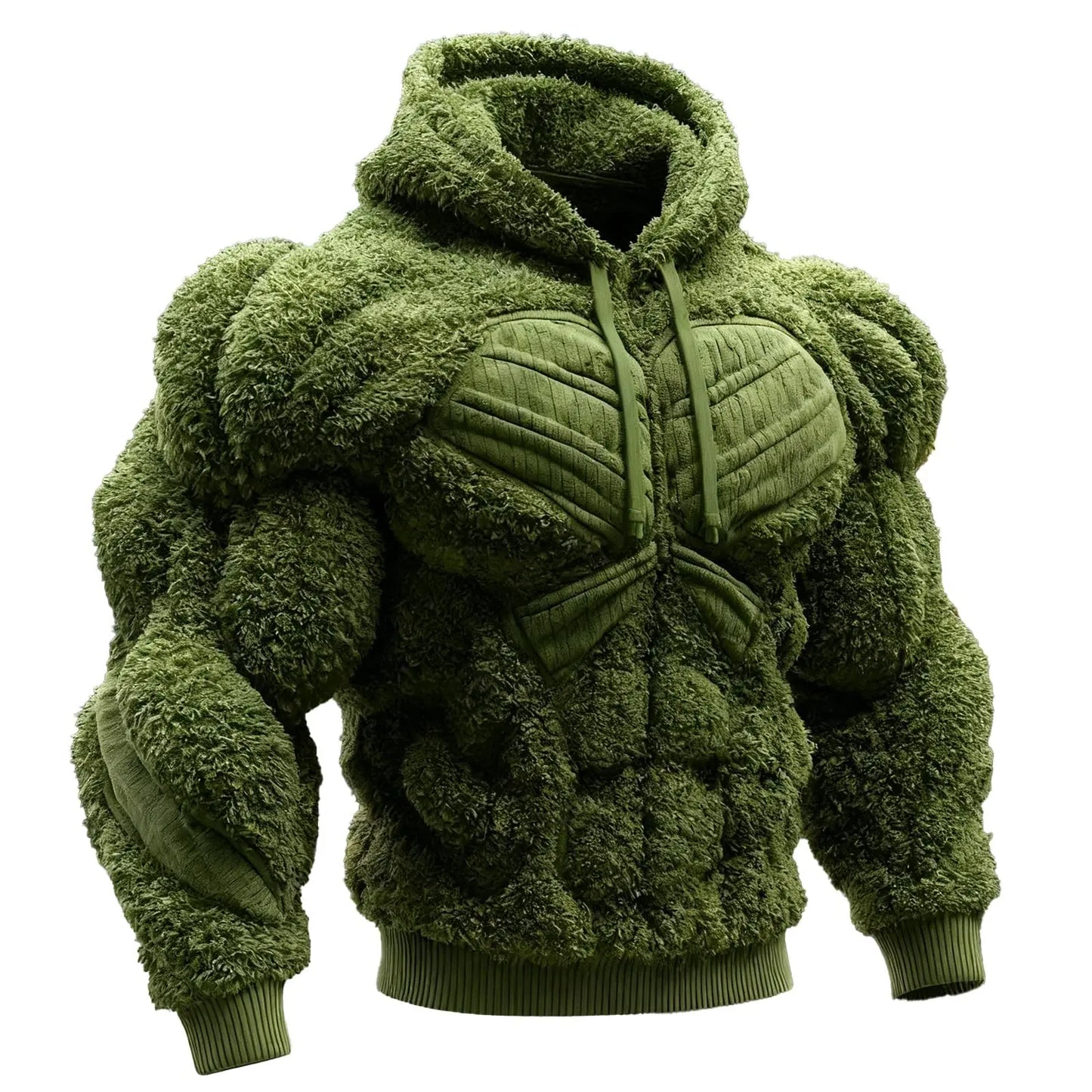 2026 Men's Fashion Flannel Hoodie Pullover Abdominal Muscle Design Sportswear Autumn Winter Casual Long Sleeve Hooded Sweatshirt