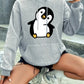 2025 Autumn and Winter Cute Penguin Print Hoodie Women's Casual Long Sleeve Pullover Autumn and Winter Personality Retro Y2K Top