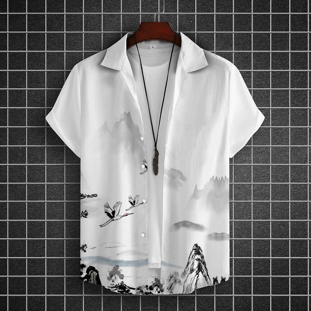 Oversized Hawaiian Simple Men'S Shirt Fashion 3d Printed Casual Retro Top Loose Wear Every Day Short Sleeved Comfort 2023 Summer
