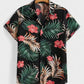 Hawaiian Botanical Flower Print Men's and Women's Short Sleeve Lapel Seaside Button-Down Shirt Top Casual Fashionable Shirts