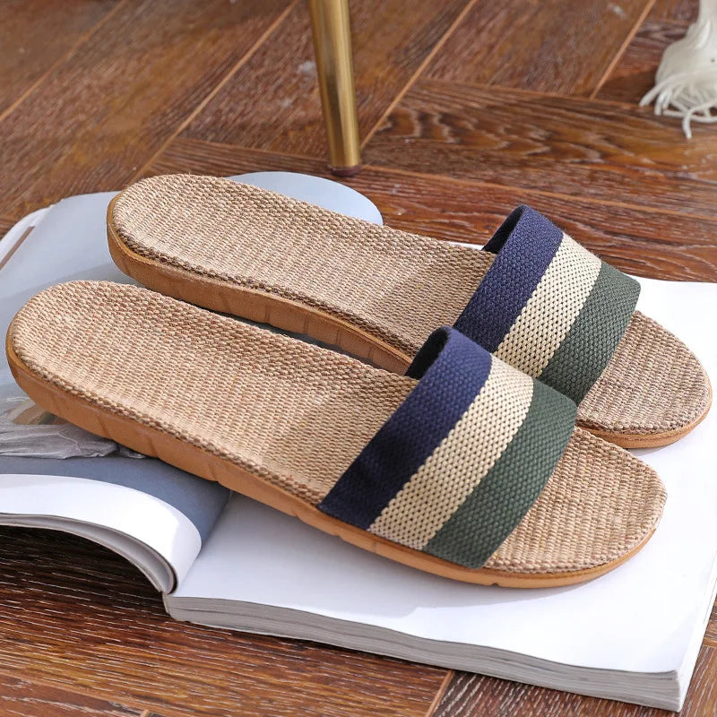 Hemp Summer Women's Slippers Home Luxury Designer Woman Shoes Flats 2026 Casual Indoor Slides Couple Soft Lightweight Large Size