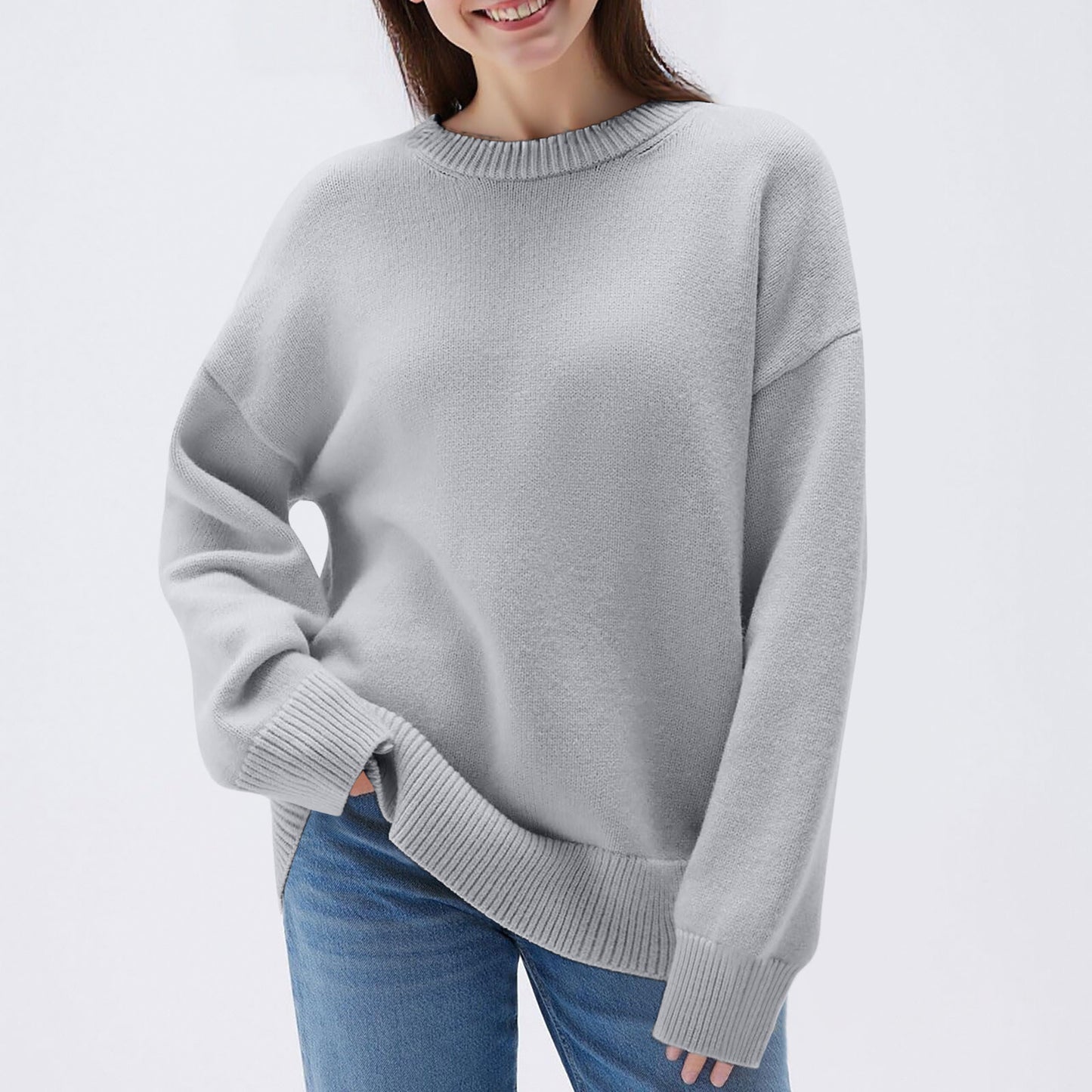 Women's Loose Casual Round Neck Long Sleeved Sweatshirt