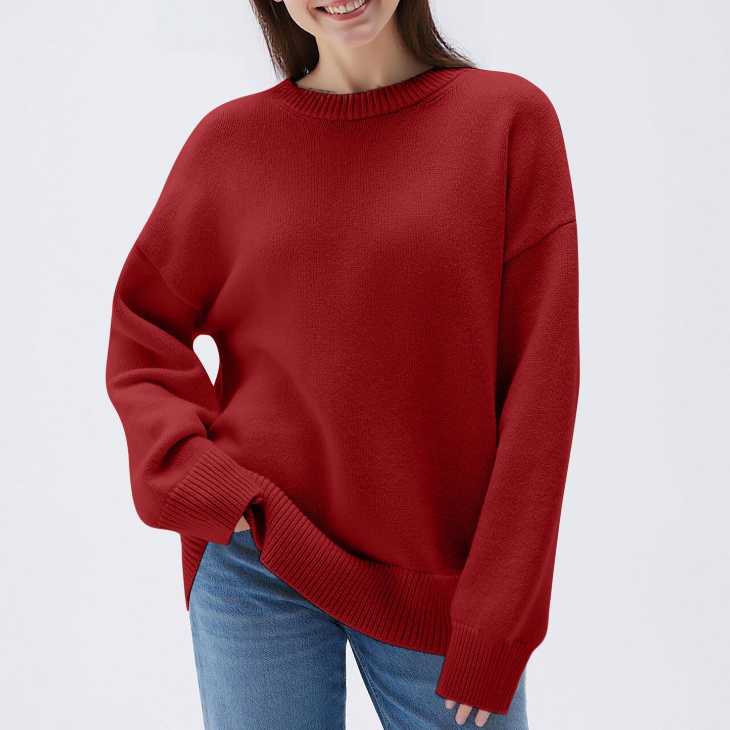 Women's Loose Casual Round Neck Long Sleeved Sweatshirt